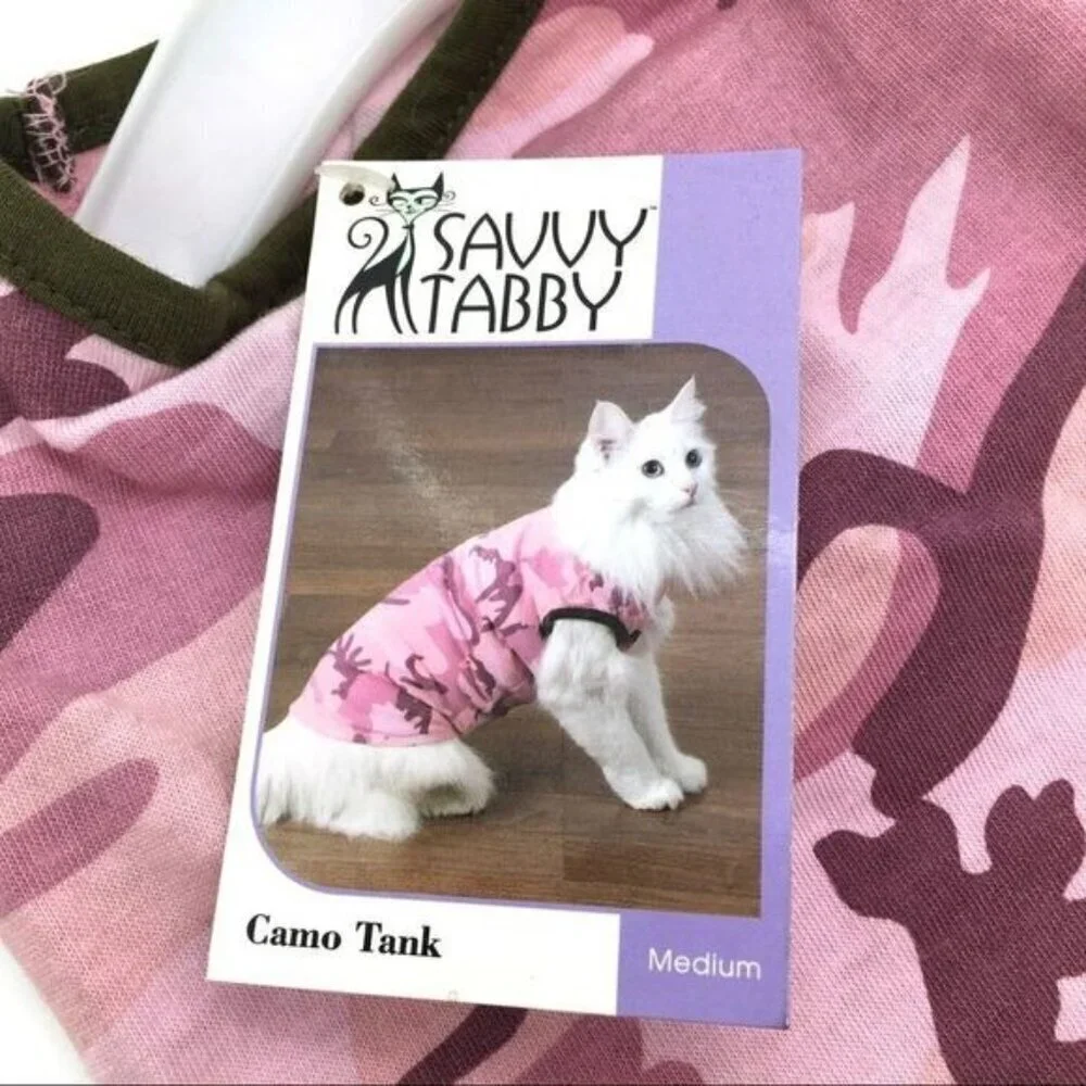 Savvy Tabby Pink Camouflage Cat Shirt Medium